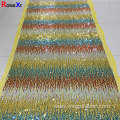 New Gold Multicoloured Tulle Design Sequin Fabric